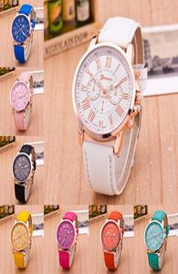 Watches Men Bracelet Geneva Roman Numerals Leather Band Analog Quartz Wristwatch Women cool Big dial Casual Watch8515388