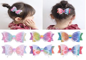 35 -calowy brokat Bow Butterfly spinki do włosów dla dziewcząt Gradient Rainbow Color Hair Pins