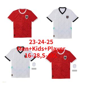 Avusturya Euro 2024 Ev Away Kitleri Erkekler Tops Tee Shirts Üniformaları 24 25 Euro Ev Kırmızı Uzak Beyaz Futbol Gömlek Erkek Çocuk Kiti Spor Açık havada