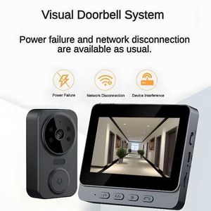 Doorbells Security System Intelligent Wireless Video 4.3-tums skärmring Prisvisare Dörrklockkamera H240407