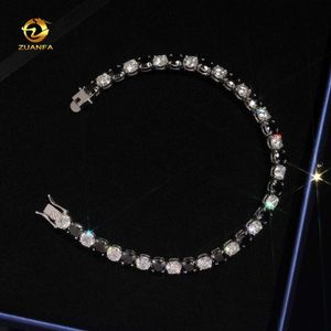 Zuanfa 6.5Mm Vvs Diamond Chains Iced Out Sterling Sier Black White Moissanite Tennis Necklace And Bracelet