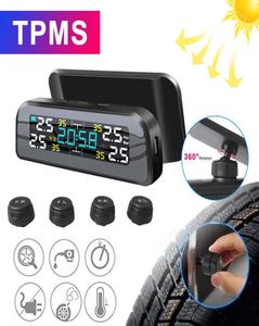 TPMS Solar Power Car Tire Pressure Alarm Monitor Auto Security System Tyre Temperature Warning 360 Adjustable9116499