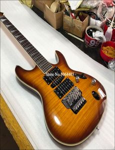 Wysokiej jakości 6string elektryczny gitara żółta tygrys tygrysa Rose drewniane podwójne podwójne most Srebrny most 5879894