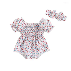 Одежда устанавливает девочку 4 июля наряд наряд с коммерческим платье младенца четвертая наряда летние девочки для малышей, рожденные