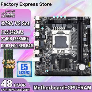 Motherboards X79A V2 LGA 1356 Motherboard Set Combo Xeon E5 2420 V2 CPU 2*4GB=8GB DDR3 Memory Ram 1333MHz ECC REG PC3 kit M.2 Mobo X79 board