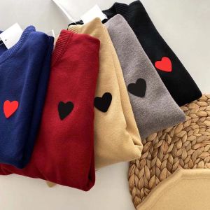 Herrtröjor designer kvinnor stickade tröjor klassisk kärlek hjärtformad tröja par hoodies topp tees men enkla pullover mode höst 5 färger xs-3xl