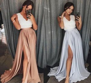 Elegant Dress Deep Vneck High Split Prom Long Dress Superior Chiffon Sleeveless Alineillusion Zipper Evening Dress9003499