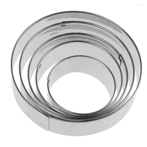 Baking Moulds 5pcs Round Cookie Cutter Pastry Cutters Stainless Steel Circle For Donut Fondant Diy Cake