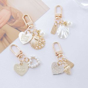Keychains Lanyards Metal key chain lovely shell pendant ins bag creative gift Q240403