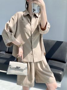 Traccettaci da donna Catena in rilievo Donne Linen Miscela Sust Cour Color Suit 2024 Ladies Selva a mezza manica Singhi