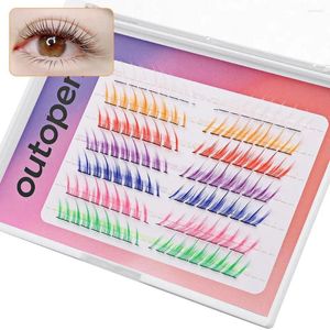 False Eyelashes Colored Lashes 14MM Cluster Lash Extensions 7 Mixed Wispy Natural Colorful Extension DIY