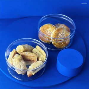 Copas descartáveis palhas 10pcs líquido de letra de doces vermelha biscoitos biscoitos embalagem caixa de plástico caixa grossa grande redonda transparente tiramisu