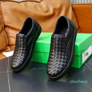Top Design Intrecciato Men Leather Sneakers Shoes Slip-On Loafers Rubber Sole Comfort Walking Trainers Wholesale Footwear EU38-46