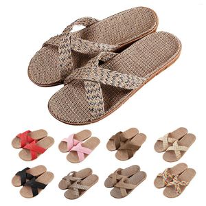 Slippers Women's Summer Casual Lightweight Linen Woven Refreshing Indoor And Outdoor Sandals Warm Slipper Socks For Women