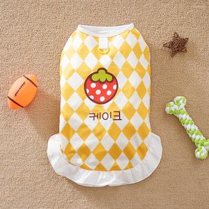 Dog Apparel Cat Shirts Vest Diamond Strawberry Pattern T-Shirt Pet Soft Breathable Clothes For Small Medium Puppy Kitten