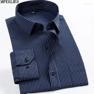 Men's Casual Shirts Autumn Men Plus Size Work Business Striped Shirt Long Sleeve Large Oversize 7XL 8XL Blue Dress 9XL 10XL 12XL
