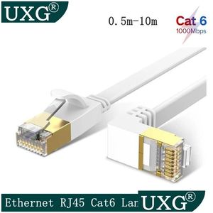 Bärbara fall ryggsäck 90 grader Cat6 platt Ethernet 1000Mbps 250MHz RJ45 Networking Patch Cord Lan för datorrouter Drop Delivery Co Otkgr