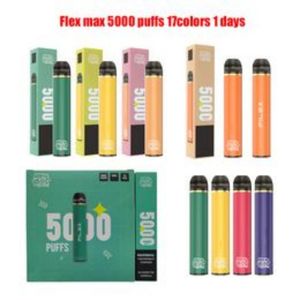 Electronic Cigarette E Cig Original Flex Maxi 5000 Puffs 850MAH12ML Pre Filling Device Disponerbar E-Cigarette Authorization 17 smaker