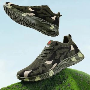 Casual Shoes Men Breathable Camouflage Sports Thick Bottom Round Toe Trainers Lace Up Comfortable Lightweight Non-slip Sneakers