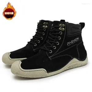 Casual Shoes Winter Men High Top Boots Cotton Sneakers Warm Snow Leather Non-Slip Leisure Bota Masculina