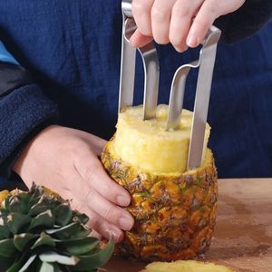 Rostfritt stål ananasskalare skärare ananas kött extraktor klippt corer remover maskin hem kök kniv skivare fruktverktyg 240325