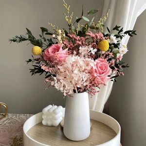Fiori decorativi Eucalipto Leghi amante della rosa erba vera fiore secco naturale bouquet fai -da -te luce lussuosa soggiorno camera da letto decorazione