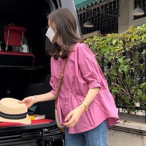 袖の衣服の女性用のレディースシャツブラウスルーズトップ