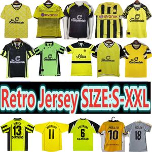 Dortmund Retro Высококачественный комфортный футбольный футболист 1988 1989 1994 1995 1996 1997 1998 2000 2001 2011 2011 2013 Винтажная футбольная рубашка Borussia Moller Reus 88 89 94 95 96