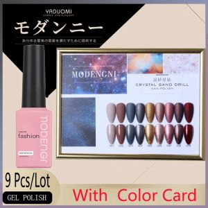 Gel Nail Set UV LED Lamp Gel 9st Nail Gel Polish Kit med färgkort Blötlägg av manikyrverktyg Set Electric Nail Borr för nagelverktyg