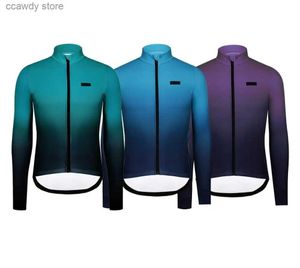 T-shirt maschile 2024 Aggiornamento inverno Inverno addensano maglie di ciclismo termico nuovo tessuto più nuovo con una tasca con cerniera Clcothes Mens H240407