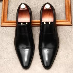 Dress Shoes Italian Black Leather Shoe Man Genuine Wedding Pointed Tip Formal Luxury Loafers Fashion Slip On Oxford