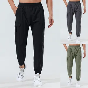 Pantaloni da uomo maschile primavera ed estate sciolto sottile seta ghiaccio di seta esterna fitness yoga per allenamento di colore solido semplice asciugatura rapida semplice