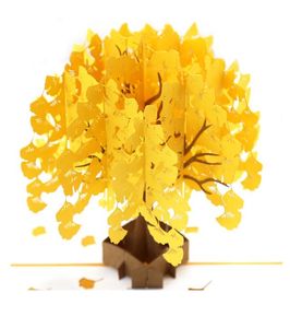 Cartões de felicitações em 3D Gold Ginkgo Folhas Pop -Up Cartão para Mom Wife Birthday, obrigado parabéns valentina039s dia crianças gif65305555