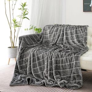 Blankets Classic Gray Horizontal Stripes Fluffy Throw Blanket Winter Autumn Microfiber Decoration Home And Throws