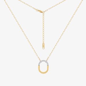 Designer's 18K gold-plated titanium steel fashionable design Brand Lock lock half diamond medium U-shaped personalized versatile necklace P3441 PS3M