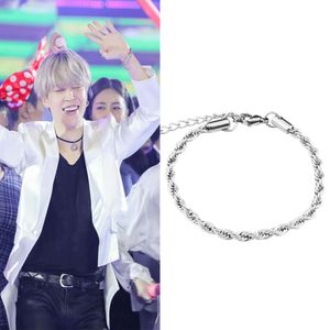 Bulletproof Youth Team Park Ji Min stesso stile Campus Trendy Men and Women Bracciale in acciaio inossidabile