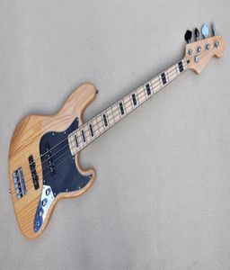 Factory Custom 4 Strings Natural Wood Color Electric Bass Guitar With Ash Body Black Block Inlay Erbjudande Anpassad4173261
