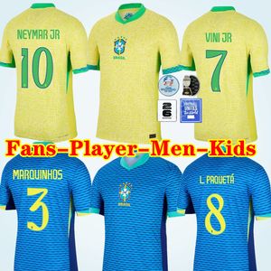 S-4xl 2024 Brasilien Fußballtrikots L.Paqueta Neymar Vini Jr.24 25 P.Coutinho Richarlison Fußballhemd G.Jesus T. Silva Bruno G. Pele Casemiro Fans Spieler Männer Kinder Jersey