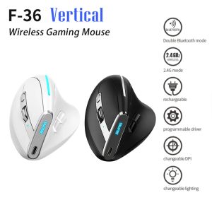 Mice ZELOTES F36 Wireless 2.4GHz Rechargeable Vertical Mice 6 Buttons 2400 DPI Adjustable Ergonomic Optical Gaming Computer Mouse