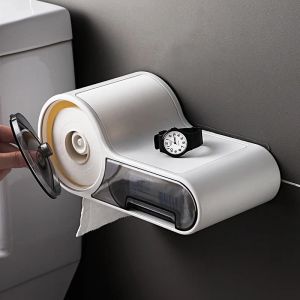 Suportes portáteis higiênico rolo de papel suporte de armazenamento doméstico higiênico dispensador de papel higiênico caixa de papel à prova d'água montada na parede