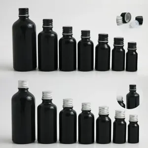 Speicherflaschen Promotion Shining Paint Black ätherische Ölflasche mit Aluminiumdeckelkappen Reduzier 5ml 10 ml 15 ml 20 ml 30 ml 50 ml 100 ml 200pcs