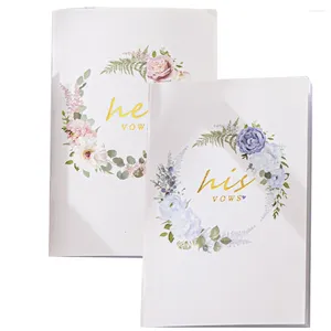 Party Supplies 2 PCS Wedding Vows Book Books Cards For Bow Favors Horisontella rutnät hans och hennes brudpapper