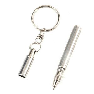 Keychains Lanyards 6.3cm Portable Telescopic Tool Pen Metal Keychain Creative Stainless Steel Ergonomic Ball School Office Supplies Q240403
