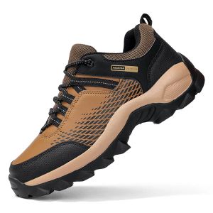 Scarpe Scarpe da trekking da uomo originali PU Leather Mountain Sneakers da camminata uomo esterno Allenatori di caccia più taglie Plus Laceup stivali