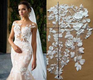 Vestidos de noiva de imagem de imagem real e baratos Bordado de lacas de renda para marfim 3D Flores florais Acessórios de casamento 74944752762259