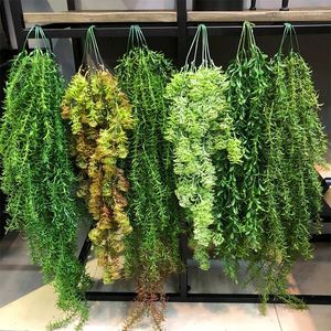 Decorative Flowers 1pcs Artificial Green Plant Rattan Grass Plants Vine Hanging For Wall Wedding Garden HOme Decoration Landscaping