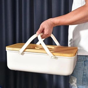 Storage Bottles Heavy Duty Plastic Bread Box With Cutting Board Lid Multifunctional Food Container Wood For