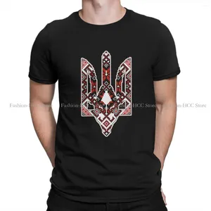 Camisetas masculinas Símbolos nacionais Camiseta gráfica de poliéster ucraniano vyshyvanka impressão de impressão de tampa camiseta de lazer