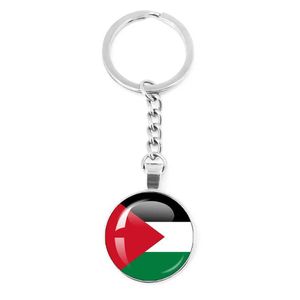 Keychains Lanyards Personlig konstmönster Palestinsk flagga Emblem 25mm Glass Capocan Keychain Keyring Womens Jewelry Gift Q240403