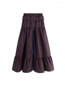 スカート夏の女性ゴシックハラジュク格子縞Maxi Skirt Japonesy Y2K 2000S Dark Academia Vintage Design Grunge Cyber​​ PunkGoblin Core Chic